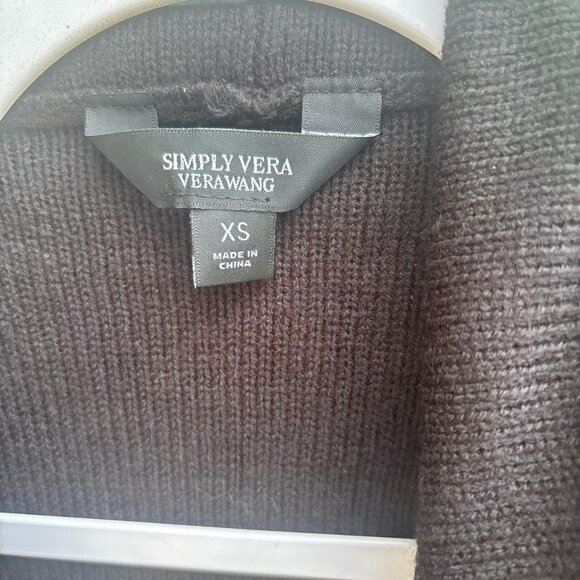 Vera Wang Cardigan Womens XS Black Faux Leather Minimalist Chic - Picture 4 of 8